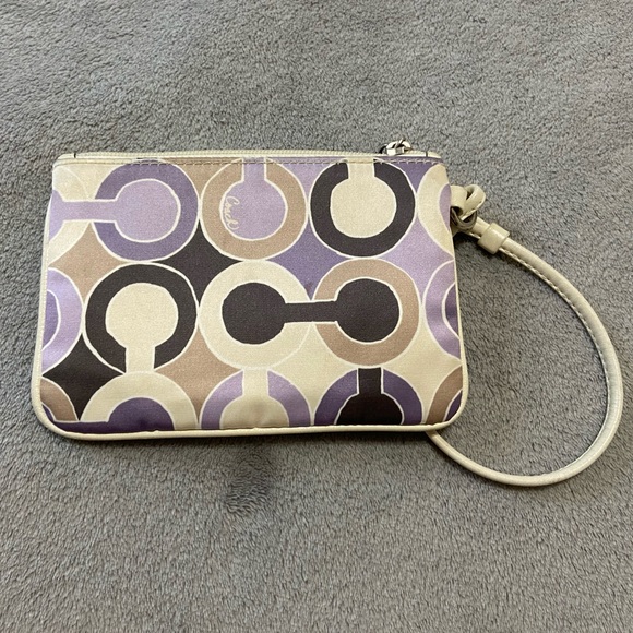 ❌GONE! GIFTED WITH PURCHASE Coach Satin C & Leather Wristlet Wallet - Picture 2 of 3